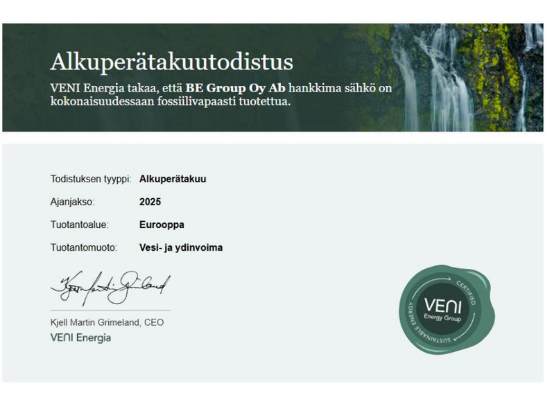Uusiutuva Energia -todistus